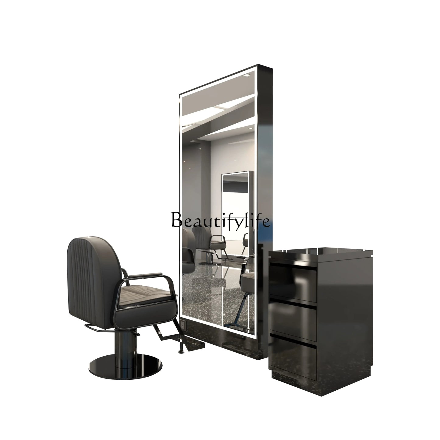 Barber Shop Dressing Table Hair Cutting Salon Full Body Single Double - Sided Floor Mirror - My Store