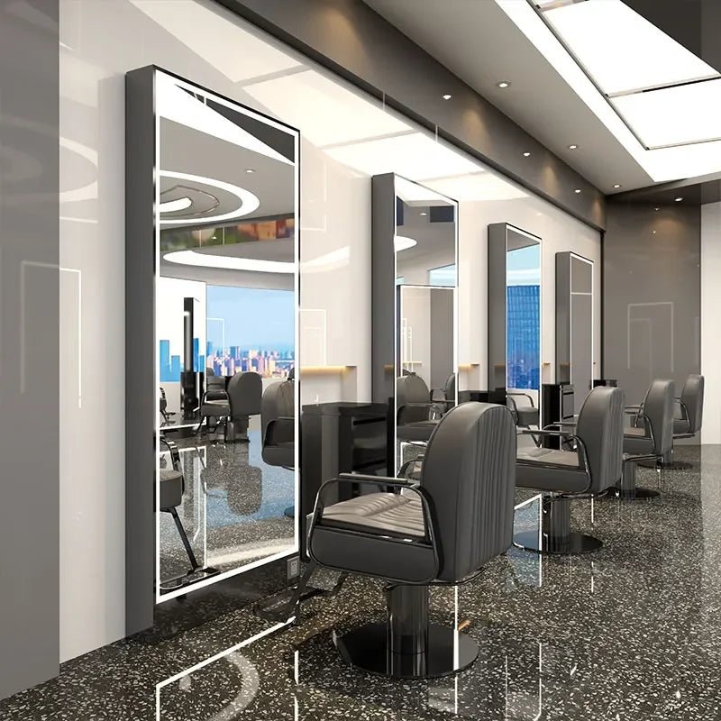 Barber Shop Dressing Table Hair Cutting Salon Full Body Single Double - Sided Floor Mirror - My Store