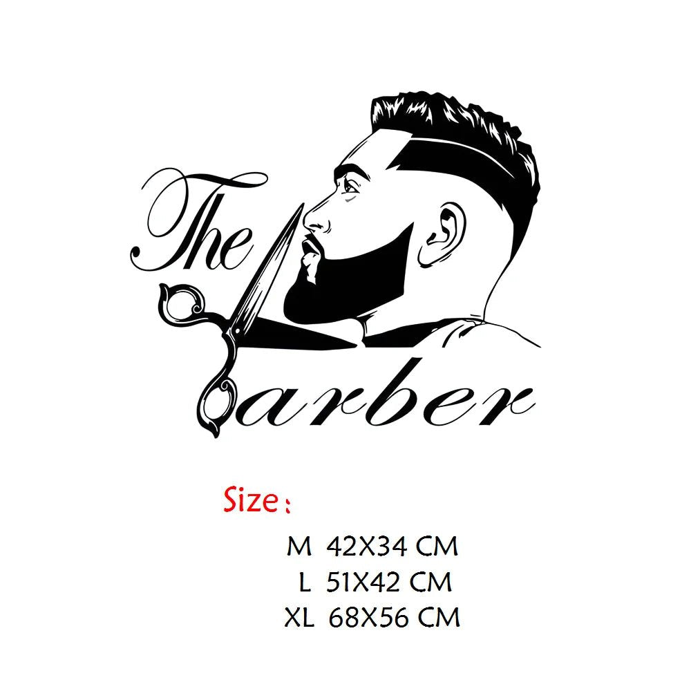 Barber Shop Men Beard Hairstyle Salon Wall Window Decal Fashion Hairdresser Hair Cut Wall Sticker Vinyl Wallpaper Removable - My Store