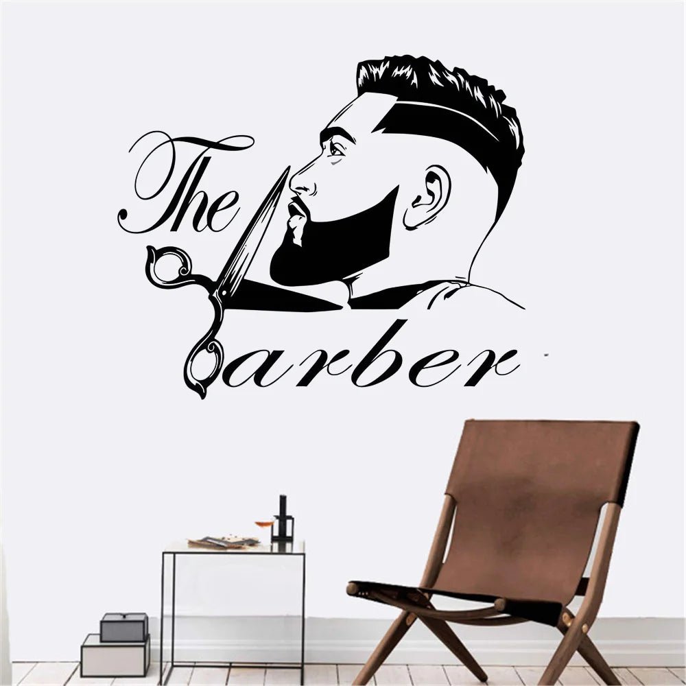 Barber Shop Men Beard Hairstyle Salon Wall Window Decal Fashion Hairdresser Hair Cut Wall Sticker Vinyl Wallpaper Removable - My Store