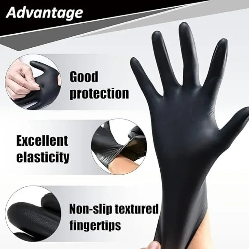 Black Nitrile PVC Gloves Strong Gloves Disposable for Housework Dish Washing Car Industry Gardening Pet Care Baking Cooking Tool - My Store