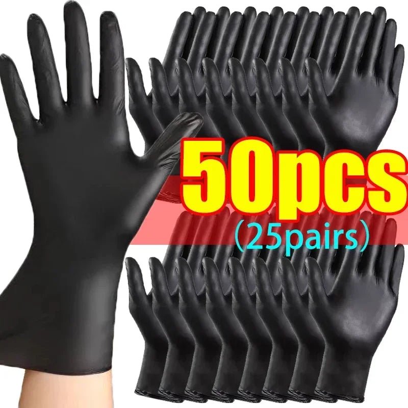 Black Nitrile PVC Gloves Strong Gloves Disposable for Housework Dish Washing Car Industry Gardening Pet Care Baking Cooking Tool - My Store