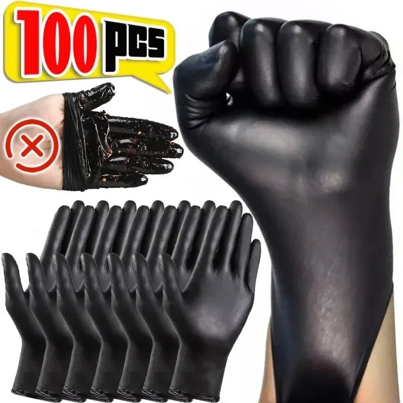 Black Nitrile PVC Gloves Strong Gloves Disposable for Housework Dish Washing Car Industry Gardening Pet Care Baking Cooking Tool - My Store