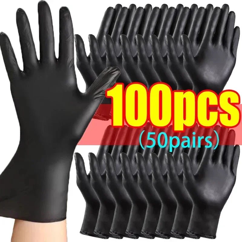 Black Nitrile PVC Gloves Strong Gloves Disposable for Housework Dish Washing Car Industry Gardening Pet Care Baking Cooking Tool - My Store