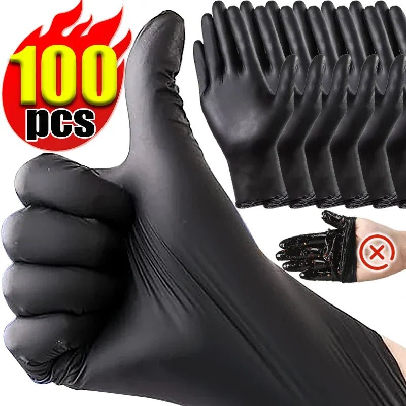 Black Nitrile PVC Gloves Strong Gloves Disposable for Housework Dish Washing Car Industry Gardening Pet Care Baking Cooking Tool - My Store