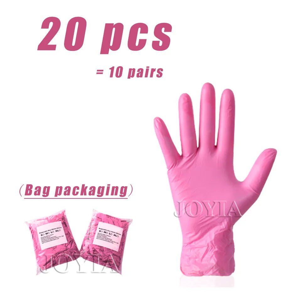 Disposable Gloves XS Latex Powder Free Nitrile Vinyl Glove Extra Small Hands For Woman Girl Kids One Time Use Pink Black 100pcs - My Store