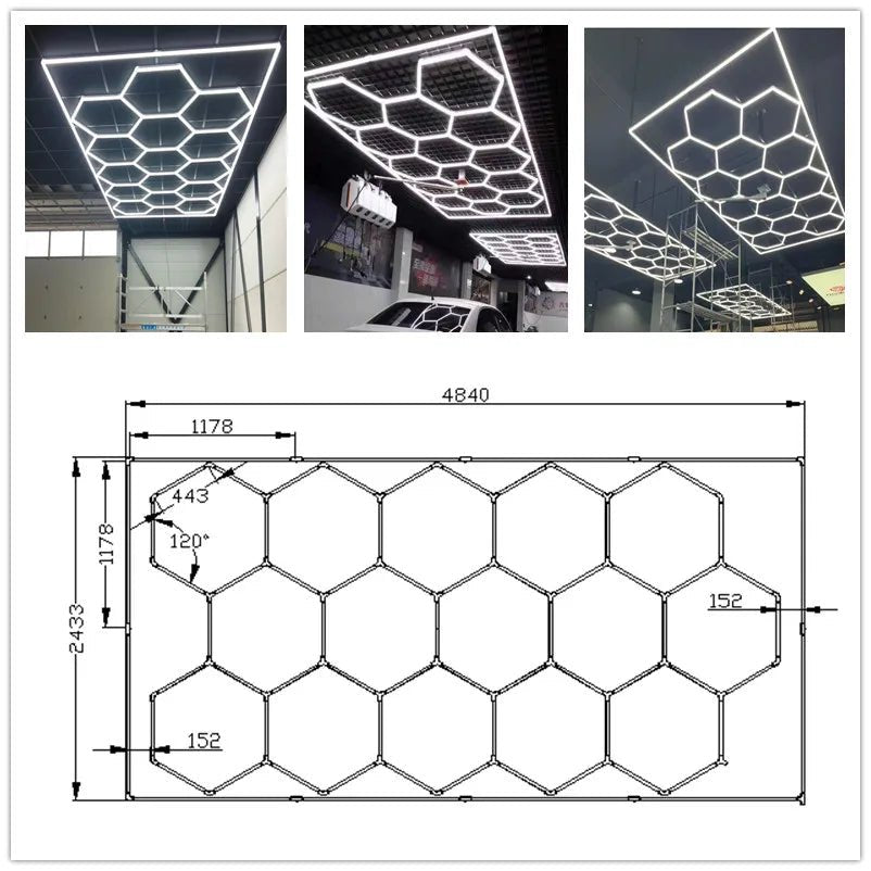 Factory Salon Interior Design Diy Hexagon Lighting Geometric Shape Barber Shop Workshop Led Light - My Store