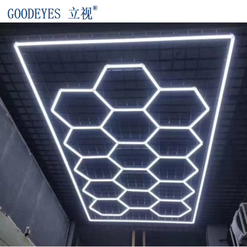 Factory Salon Interior Design Diy Hexagon Lighting Geometric Shape Barber Shop Workshop Led Light - My Store