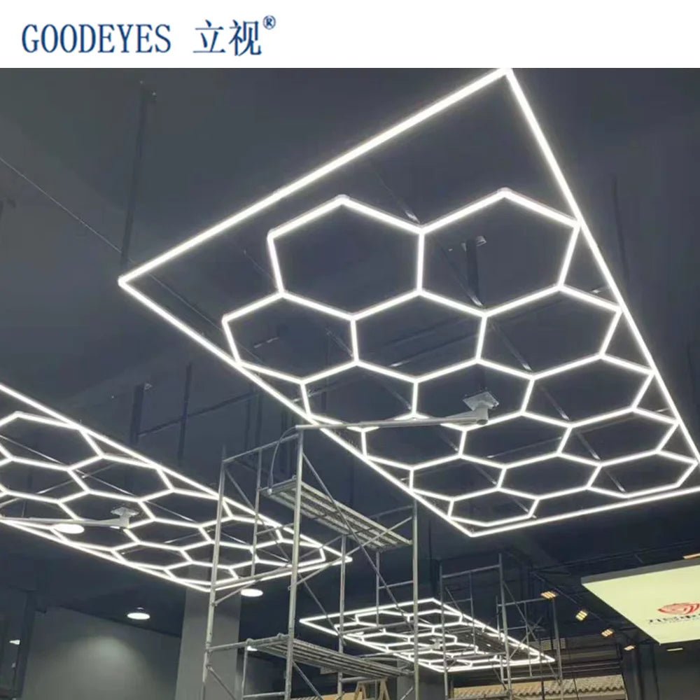 Factory Salon Interior Design Diy Hexagon Lighting Geometric Shape Barber Shop Workshop Led Light - My Store