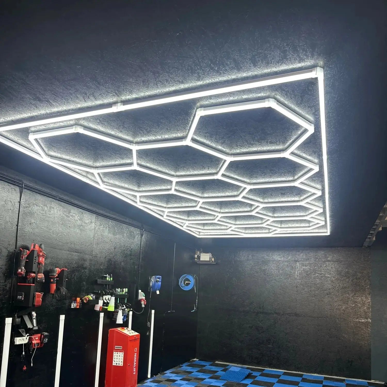 Factory Salon Interior Design Diy Hexagon Lighting Geometric Shape Barber Shop Workshop Led Light - My Store