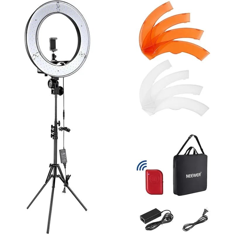 NEEWER Ring Light 18inch Kit: 55W 5600K Professional LED with Stand and Phone Holder, Soft Tube & Bag for Tattoo Lash Extension - My Store