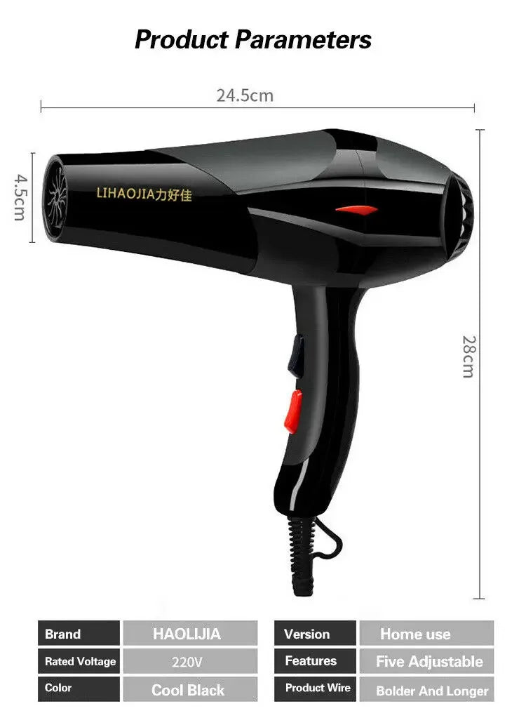 Professional Salon Hair Dryer | Strong Power Styling Tools | Hot/Cold Air Blow Dryer - My Store