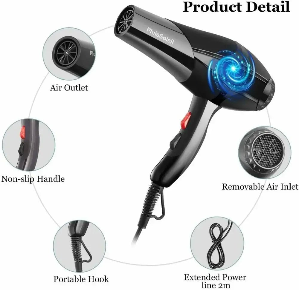 Professional Salon Hair Dryer | Strong Power Styling Tools | Hot/Cold Air Blow Dryer - My Store