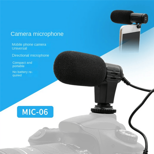 Video Microphone On - Camera Mini Condenser Record Interview Vlog Mic for Phone DSLR Camera 3.5mm Microphone - My Store