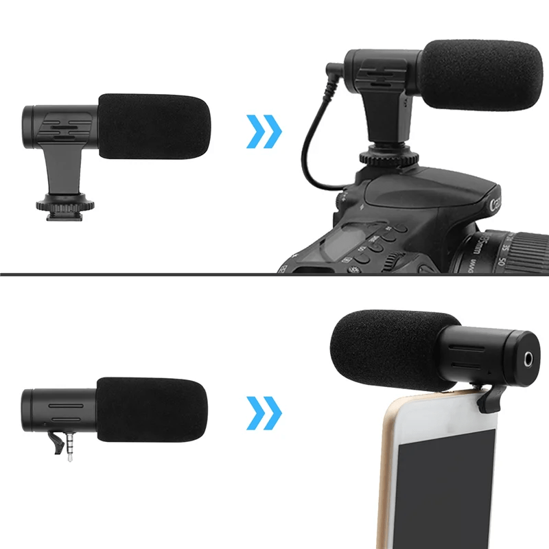 Video Microphone On - Camera Mini Condenser Record Interview Vlog Mic for Phone DSLR Camera 3.5mm Microphone - My Store