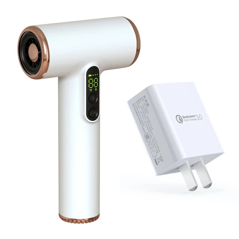 Wireless Rechargeable Hair Dryer with LED Display and 30000 RPM High Speed Mini Portable Blow Dryer for Home Dormitory Travel - My Store